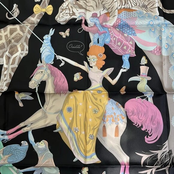 HERMES Carre 90 - Black Light Pink Multi Scarf 514-071825 - Picture 3 of 6